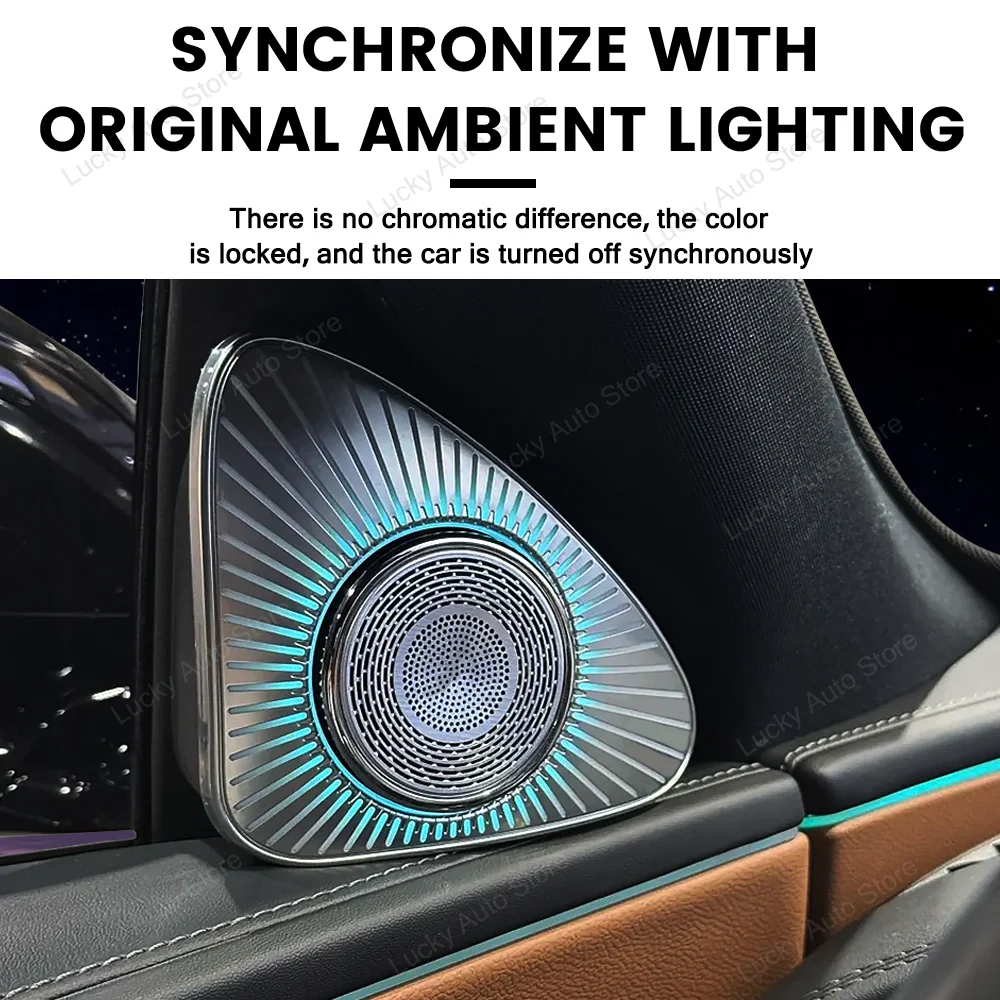 For Mercedes Benz W214 2024+ Car LED 3D 4D 5D Speaker 64 Color Ambient Light RGB LED Treble Horn Refit Accessory