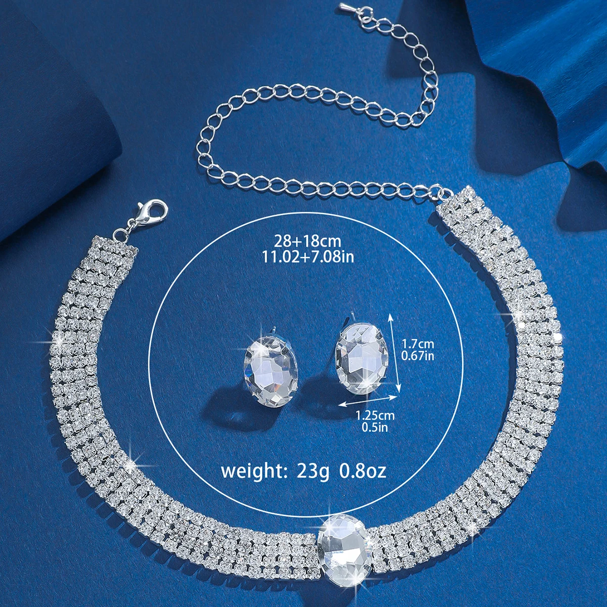 Design sense, personality, rhinestone necklace, earrings, two-piece set, engagement, toast, dress, banquet accessories