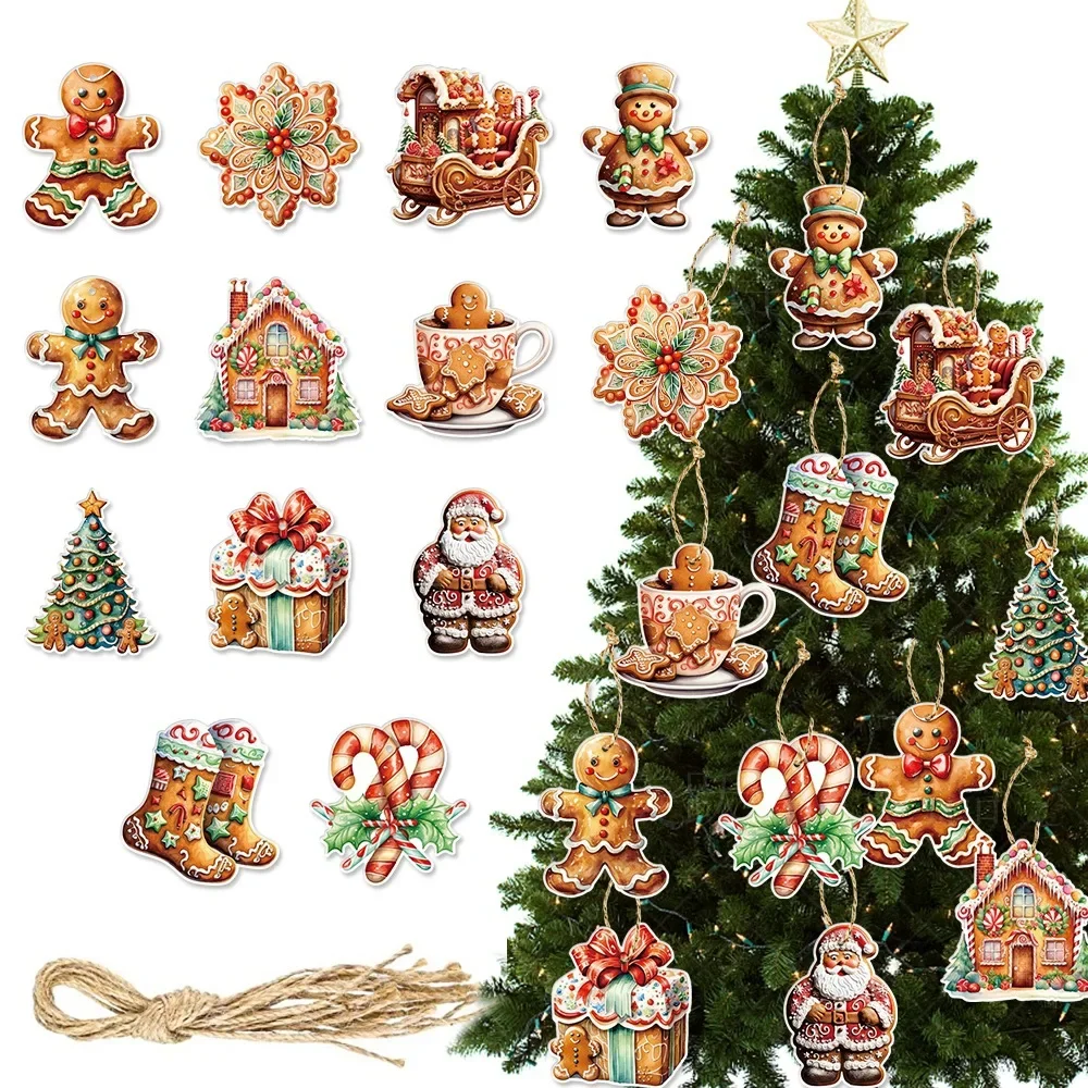 Christmas Gingerbread Man Wooden Pendant Merry Christmas Decoration For Home 2025 Navidad Noel Xmas Tree Ornament Decor New Year