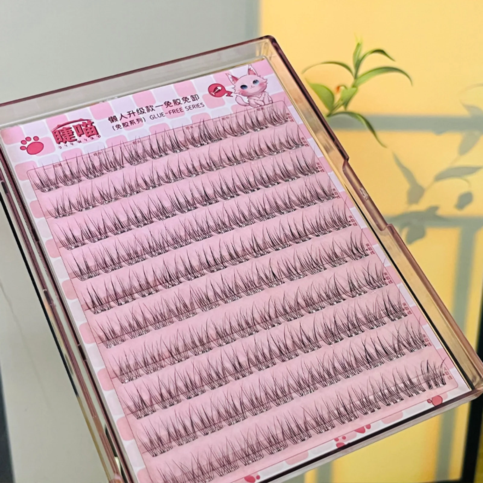 Sem cola cílios postiços 120 clusters natural transparente haste peixe cauda extensão dos cílios 8-11mm misturado c onda preto cílios maquiagem