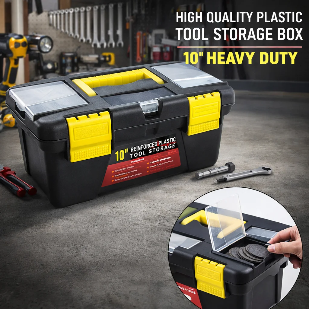 Sturdy Pressure-Resistant 10 Inch Home Art Storage Box, Auto Repair Tool Parts Organizer, Plastic Hardware Toolbox