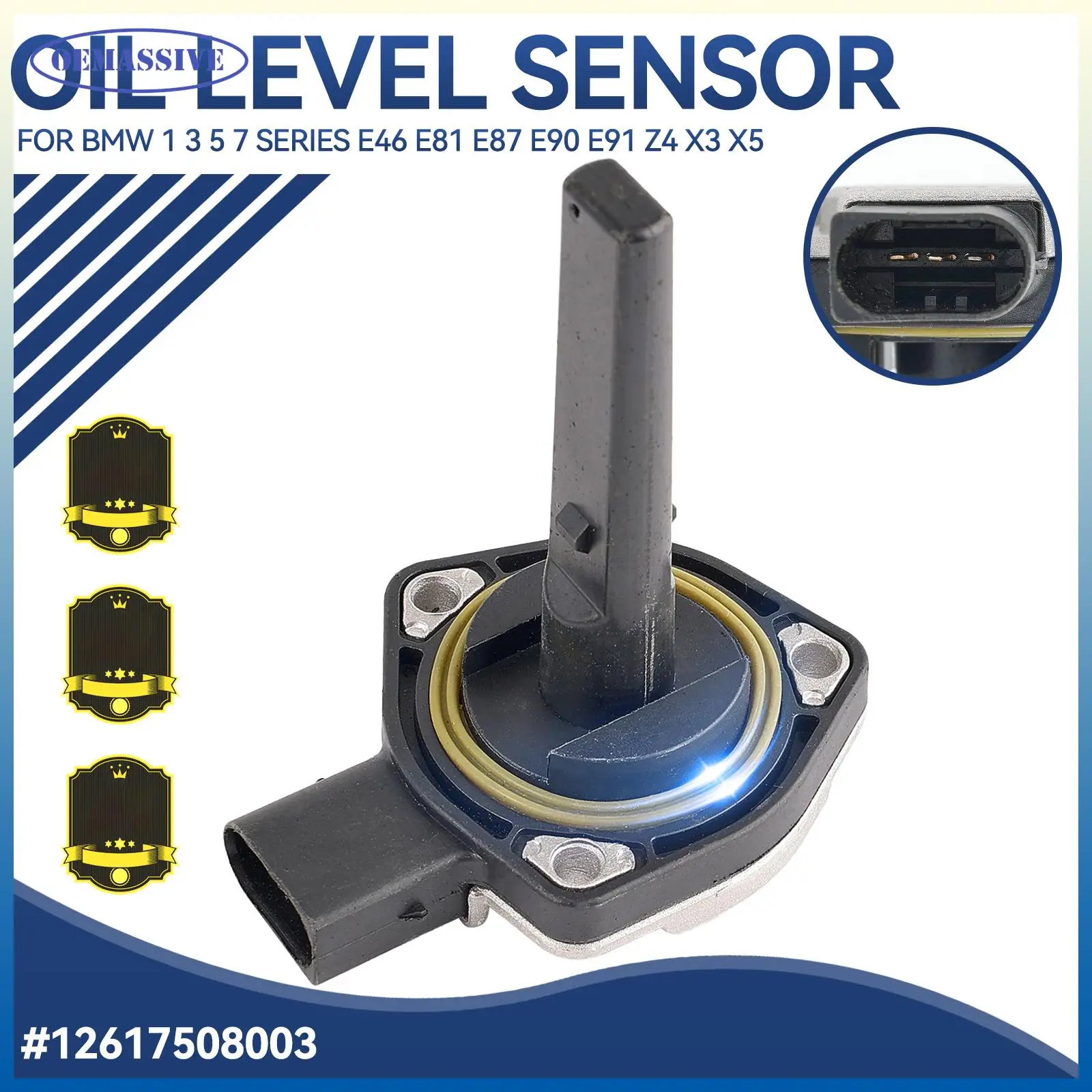 OEMASSIVE Oil Level Engine Sensor 12617508003 3 Pins Fits For BMW E46 E53 E90 E91 E92 E60 E39 E85 E36 E83 X3 X5 Z3 Z4 Z8 M5 M3