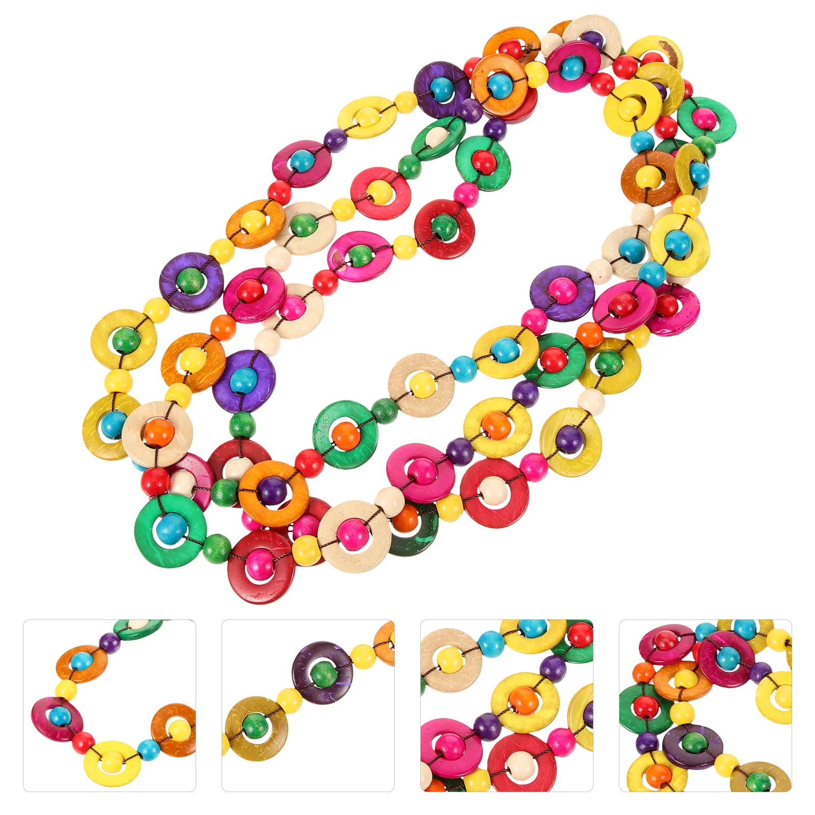 

Vintage Coconut Shell Necklace Fine Chain Lightweight Colorful Pendant Bohemia Weaving Jewelry Gift for Women Beach Party