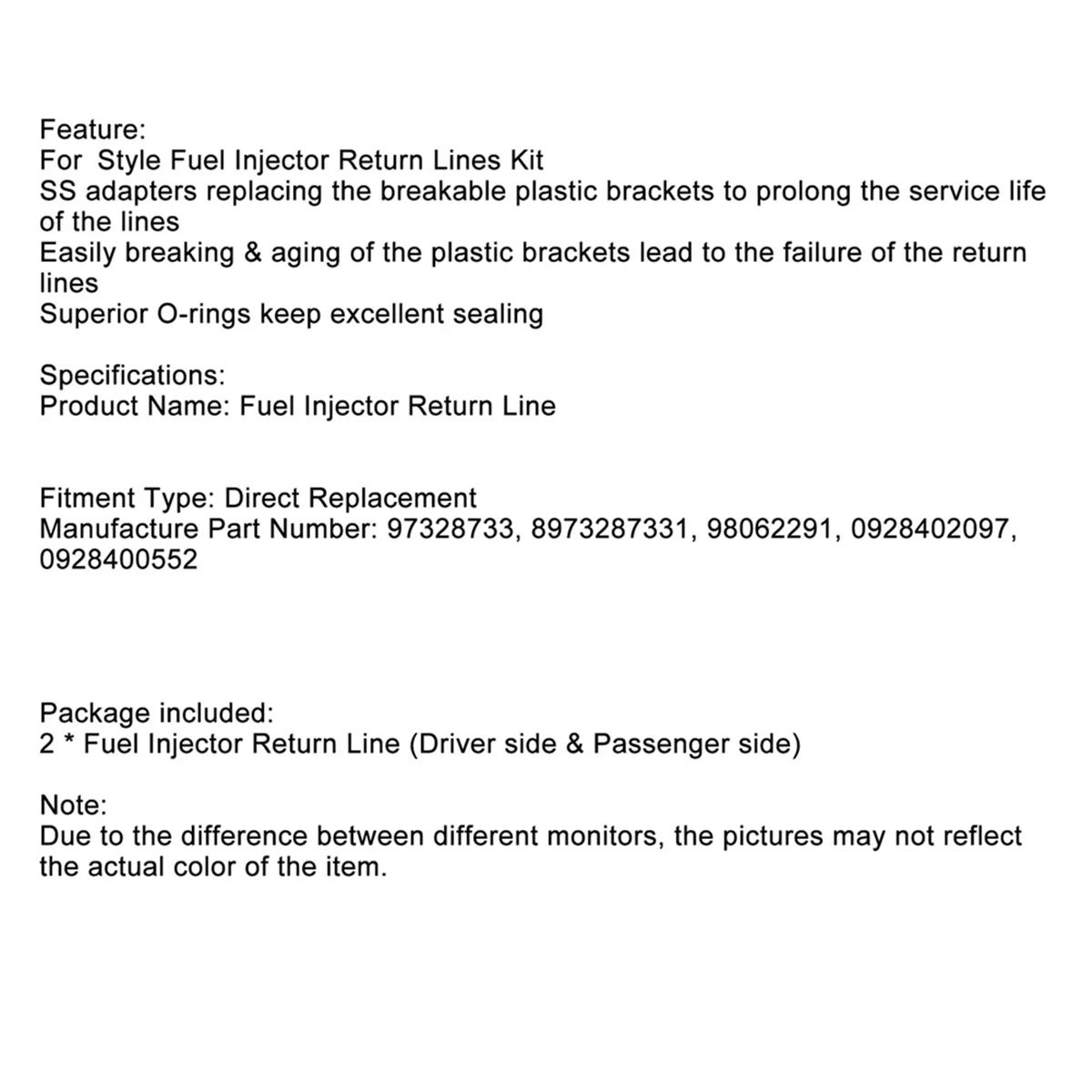 

A48M-Professional 98062291 Car Fuel Injector Return Line Kit for LLY Duramax Diesel 6.6L 2004.5-2010