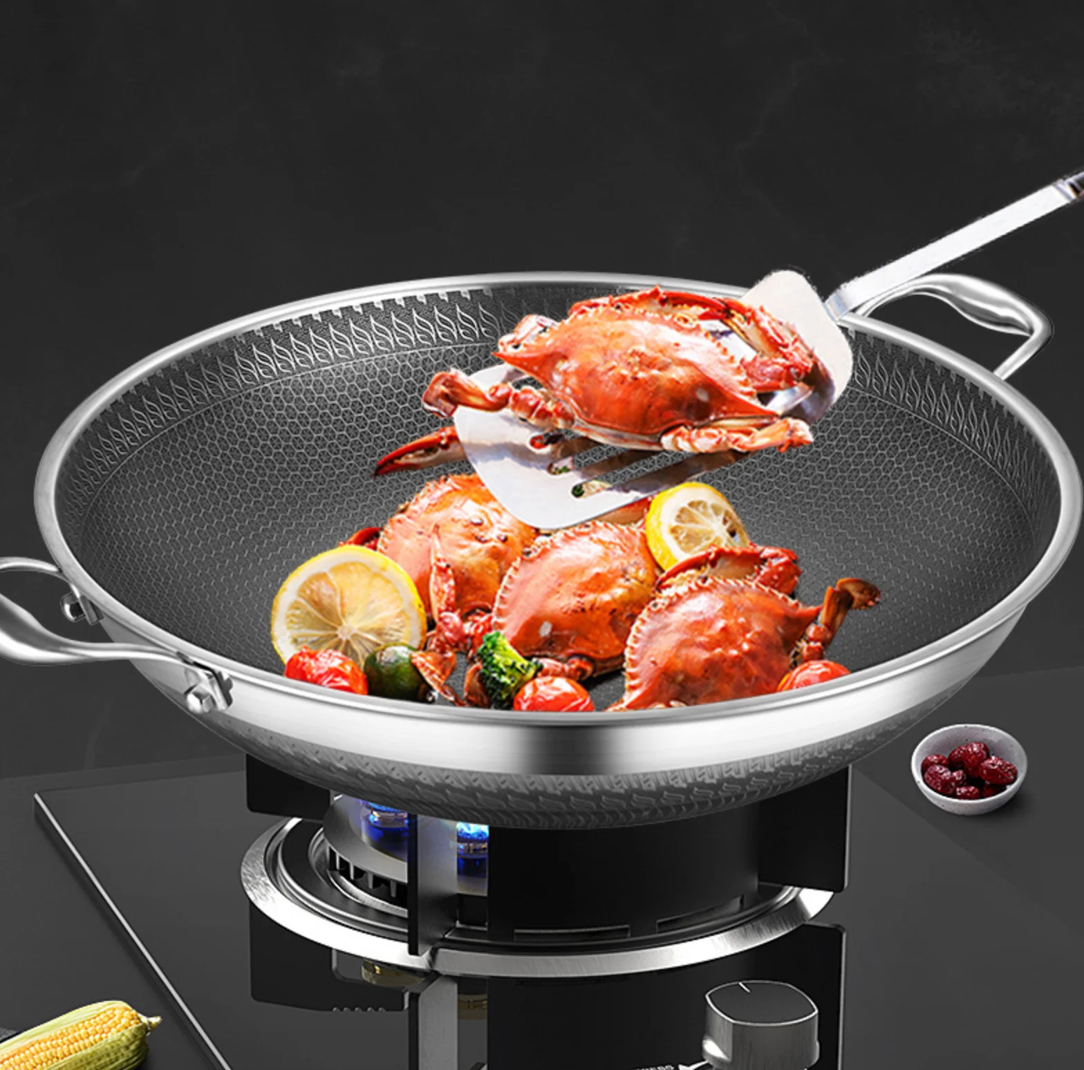 

Universal Non-stick Wok Pan, Household Cooking Pan, Frying Pan, Induction Cooker, Gas, 304 Stainless Steel, 40cm