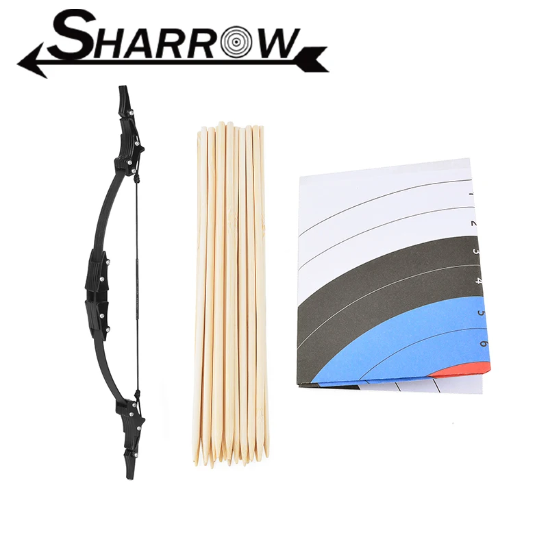 Mini Recurve Bow Set Target Paper Wooden Stick Compact Size Pocketable Collectible Table Top Target Shooting for Children/Adults