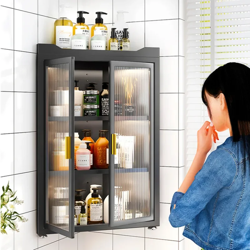 Minimalist Bathroom Corner Cabinet Moisture-Proof And Waterproof Storage Adjustable Height Shelf Stable Non-Wobbling Organizer