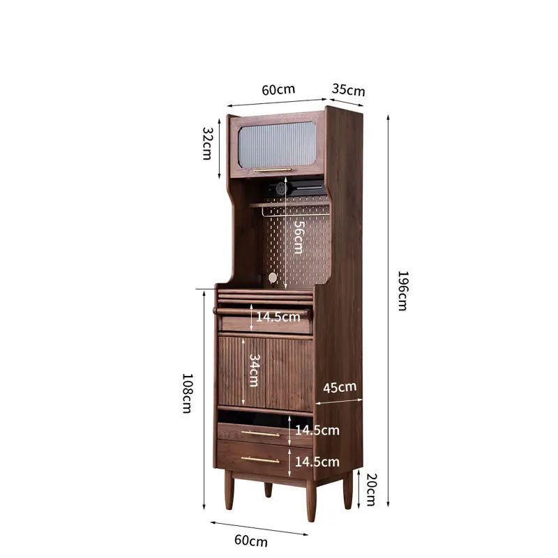 

Black walnut small apartment, living room Japanese-style integrated wall hole board, retro storage tea cabinet
