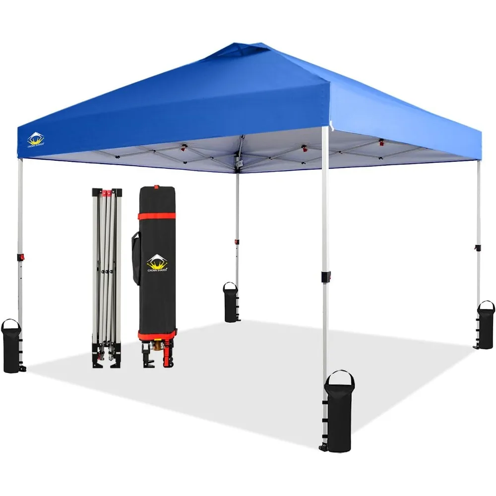 

Crown Shades 10x10 Pop up Canopy Outside Canopy, Patented One Push Tent Canopy with Wheeled Carry Bag, Bonus 8 Stakes