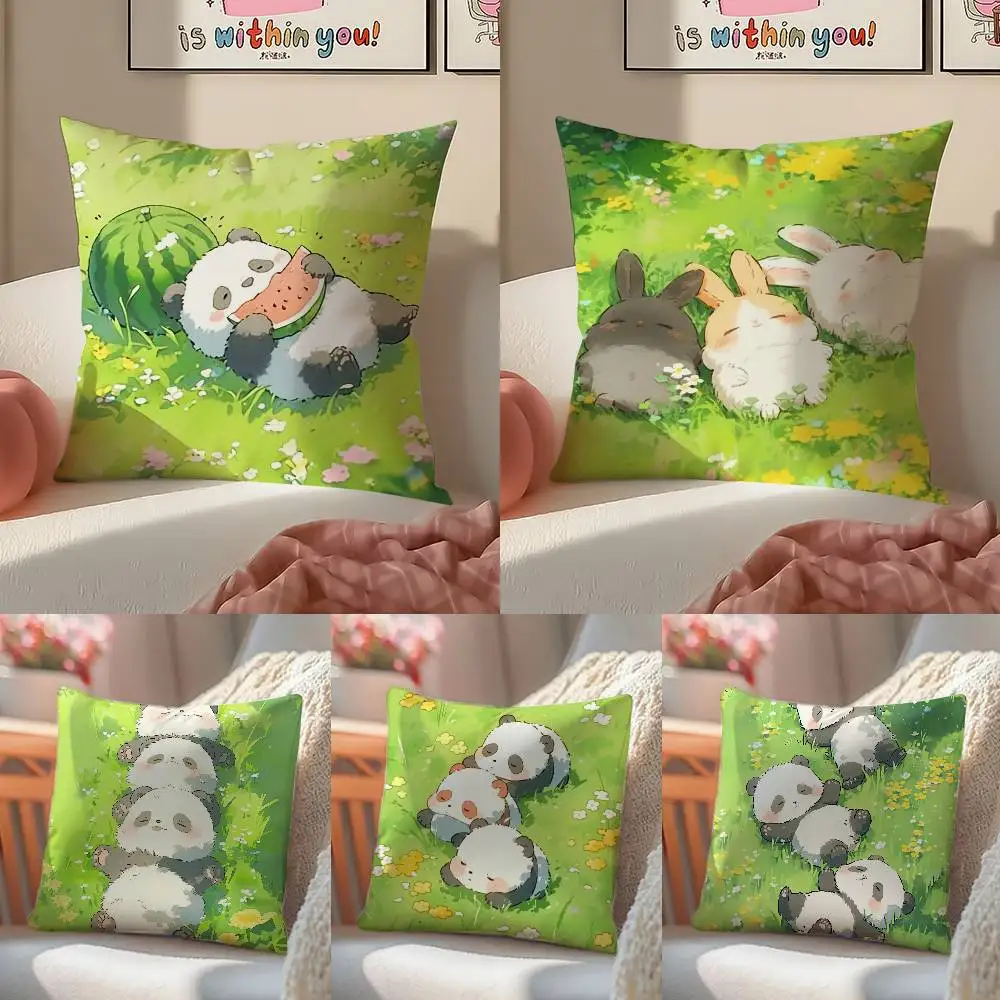 

Cartoon Panda Cute Animals Pillow Case Comfort Sofa Bed Silky elegant Invisible zipper Decorative cushion cover