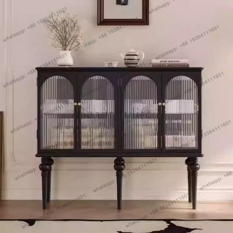 

Medieval solid wood dining side cabinet American simple living room locker