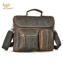 Best Quality Leather Male Vintage Design Student Shoulder Messenger Crossbody bag College Satchel 10