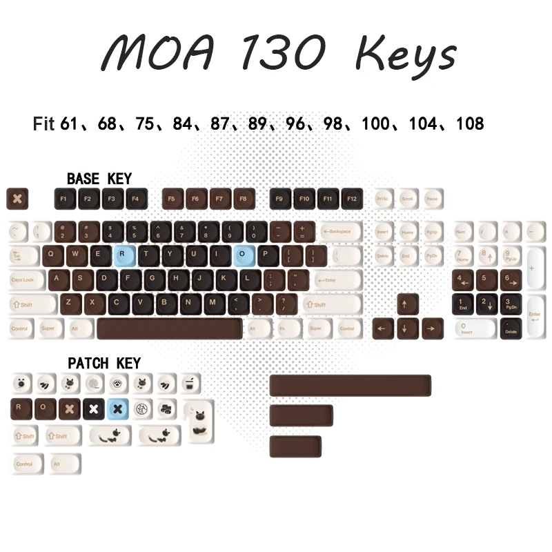 PBT キーキャップ 130 キー MOA プロファイルかわいい黒キーキャップ昇華型キーキャップセットカスタムキーキャップチェリー MX メカニカルキーボード用