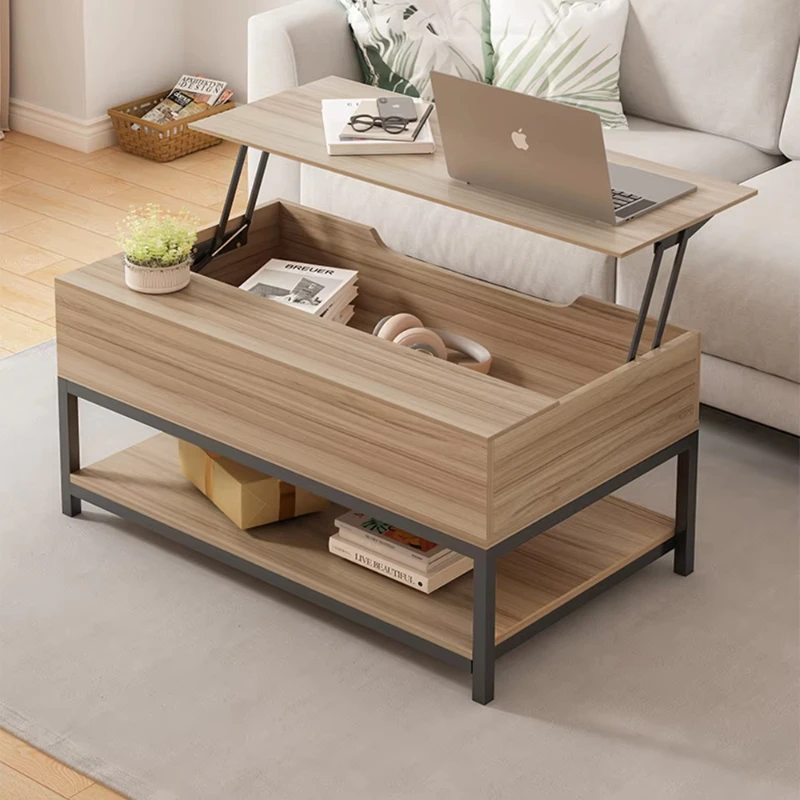 

Simple living room furniture Household wooden luxury lifting top Foldable central storage coffee table