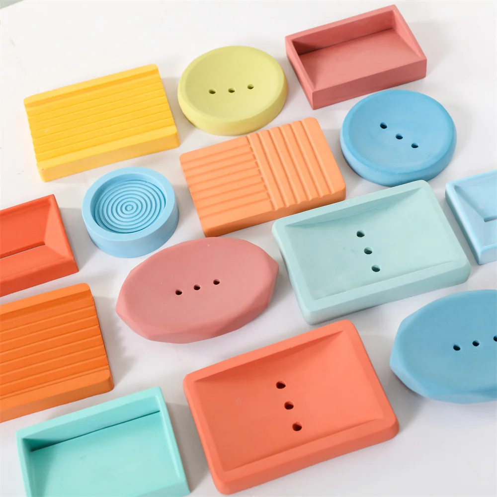 Boowan Nicole Soap Dish Concrete Silicone Mold Handmade Geometric Cement Mould Bathroom Decoration Tools