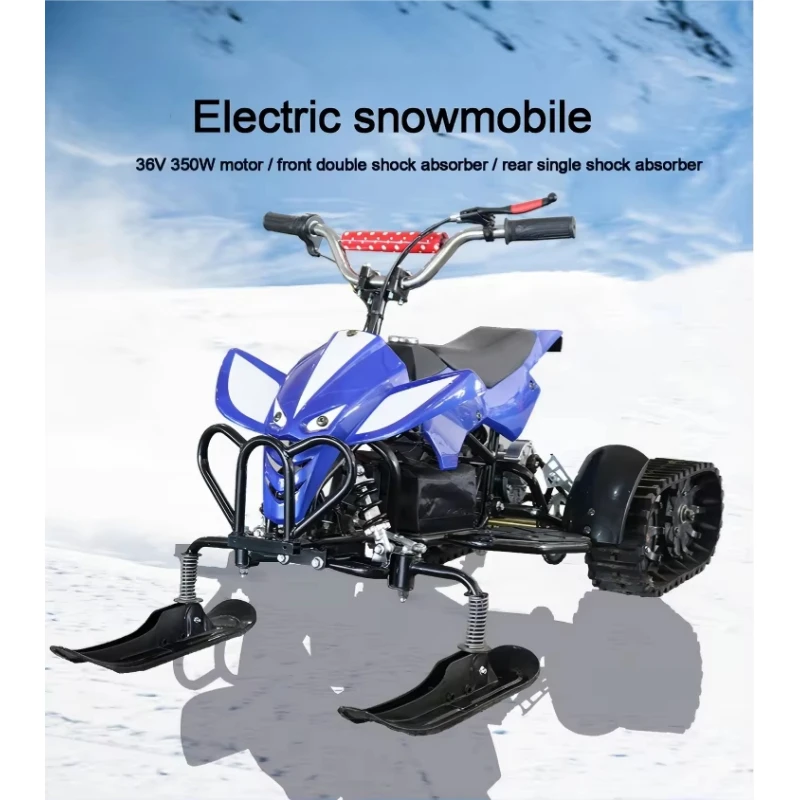 

Steel frame antifreeze plastic 50kg capacity 20km range rear track drive 36V350W children and adults electric snowmobile