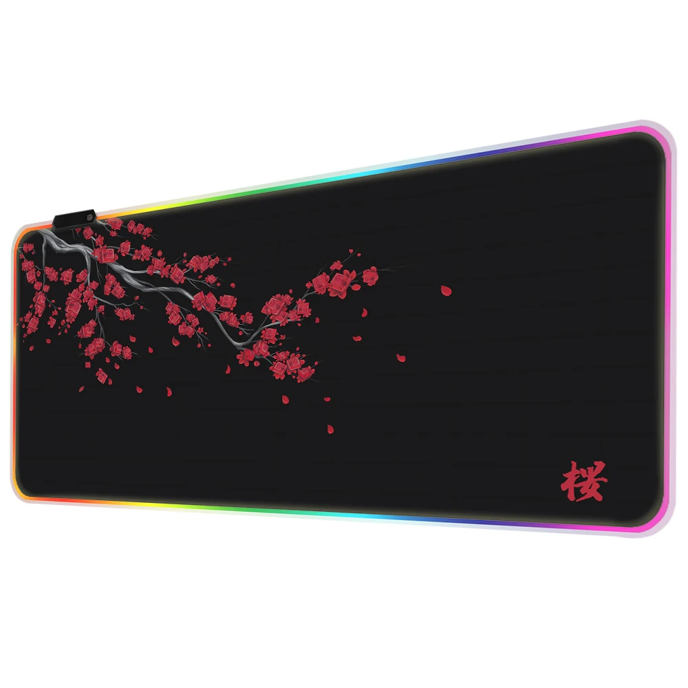 

Anime Sakura Mouse Pad RGB Luminous Mouse Pad Office Computer Accessories Keyboard Pad LED Anti-Slip Gaming Desk Pad HYBXAXC