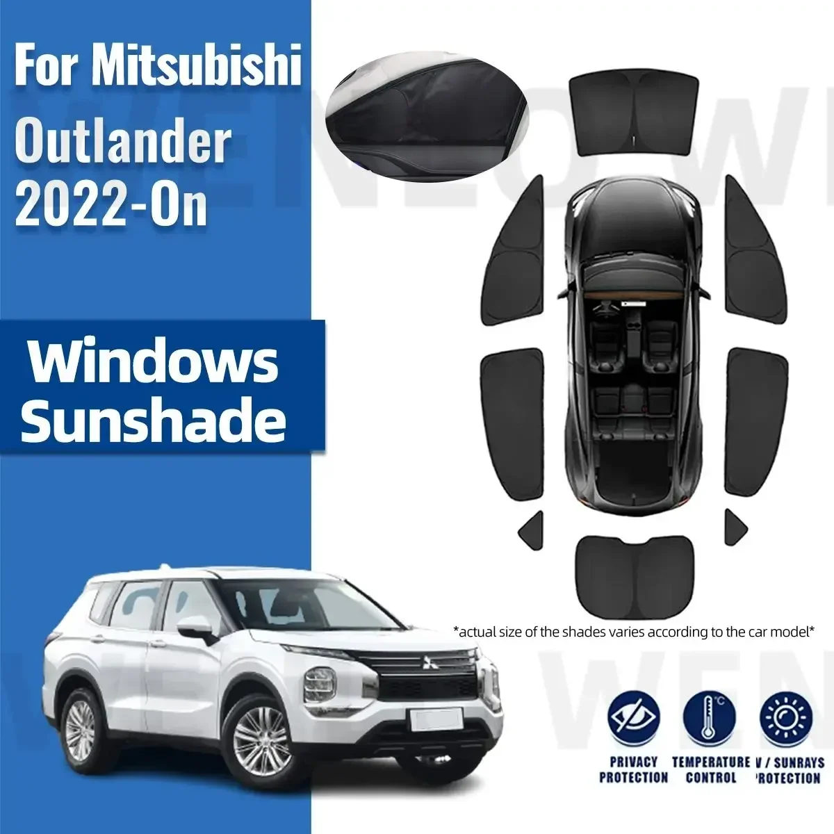 

For Mitsubishi Outlander 2022 2023 2024 Full Cover Car Sunshade Visor Front Rear Windshield Frame Curtain Side Window Sun Shade