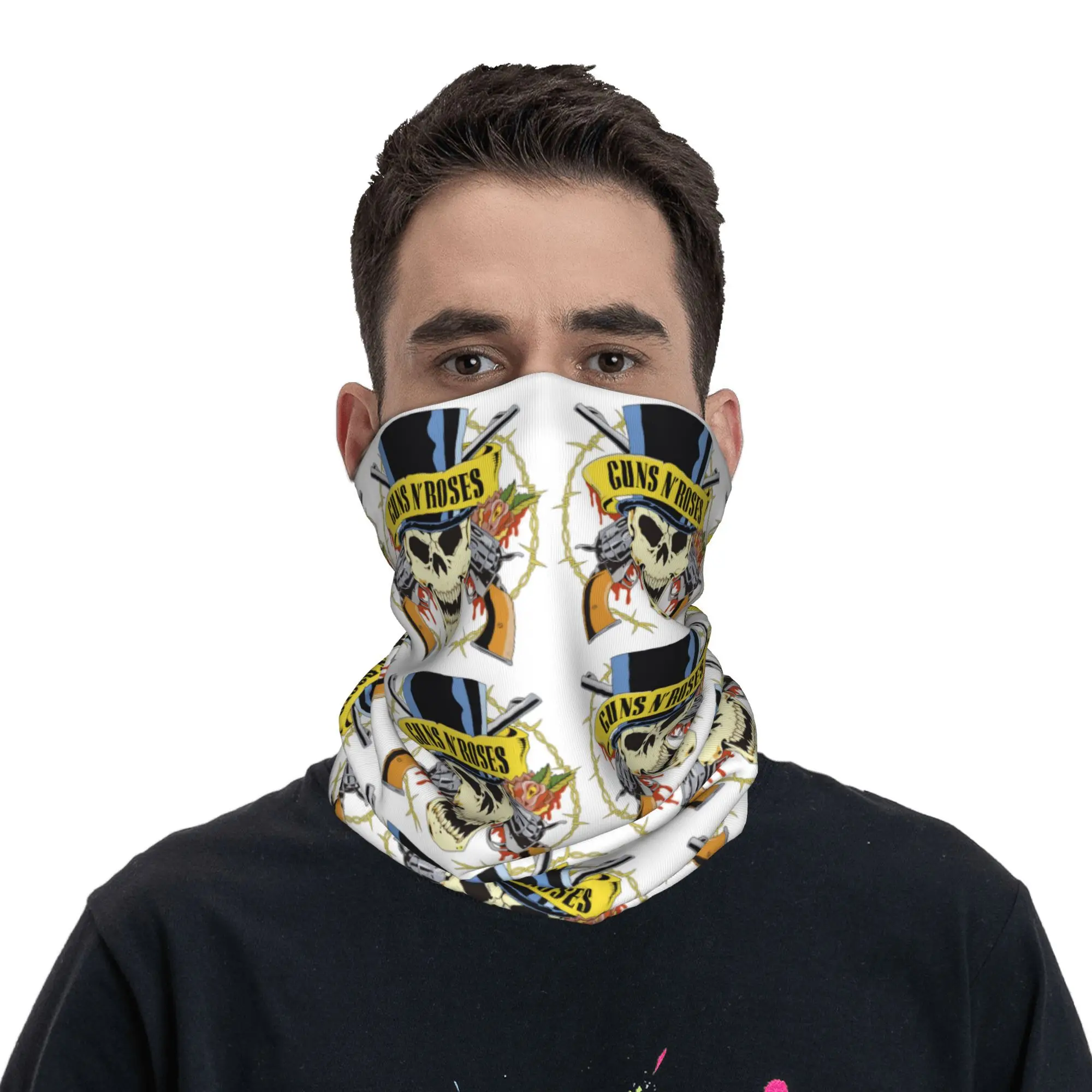 Guns n rose heavy metal steampunk música bandana pescoço gaiter impresso envoltório máscara cachecol multi-uso balaclava equitação para homens