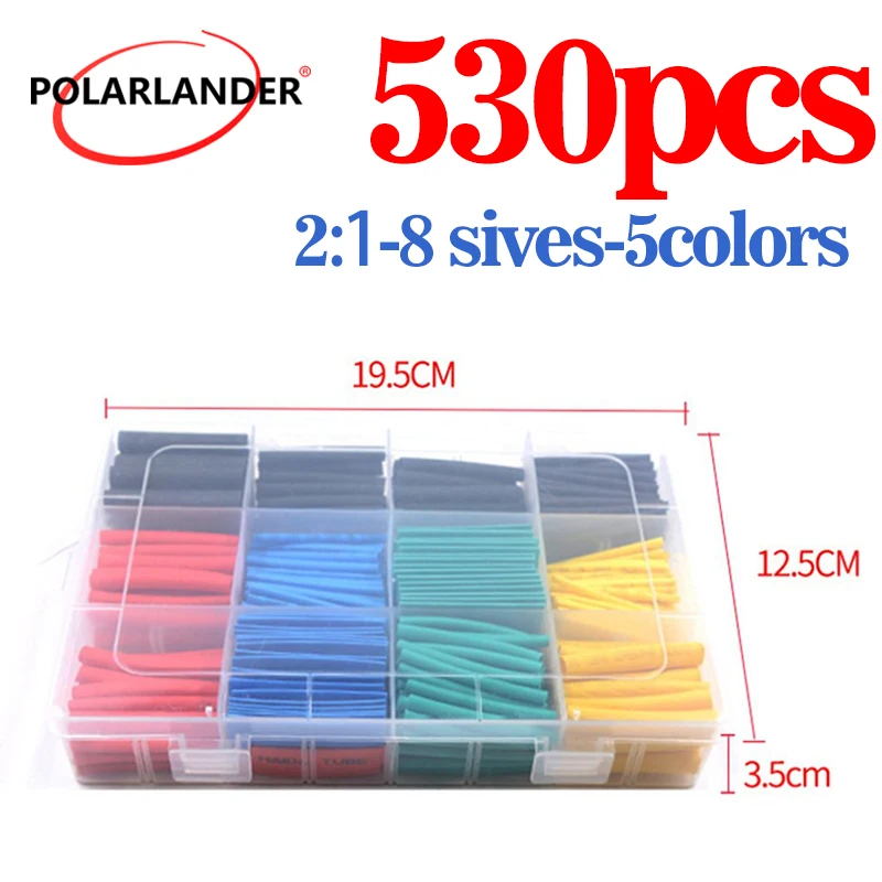 

530pcs Heat Shrink Tubing Insulation Shrinkable Tubes Assortment Electronic Polyolefin Wire Cable Sleeve Kit Heat Shrink Tubes