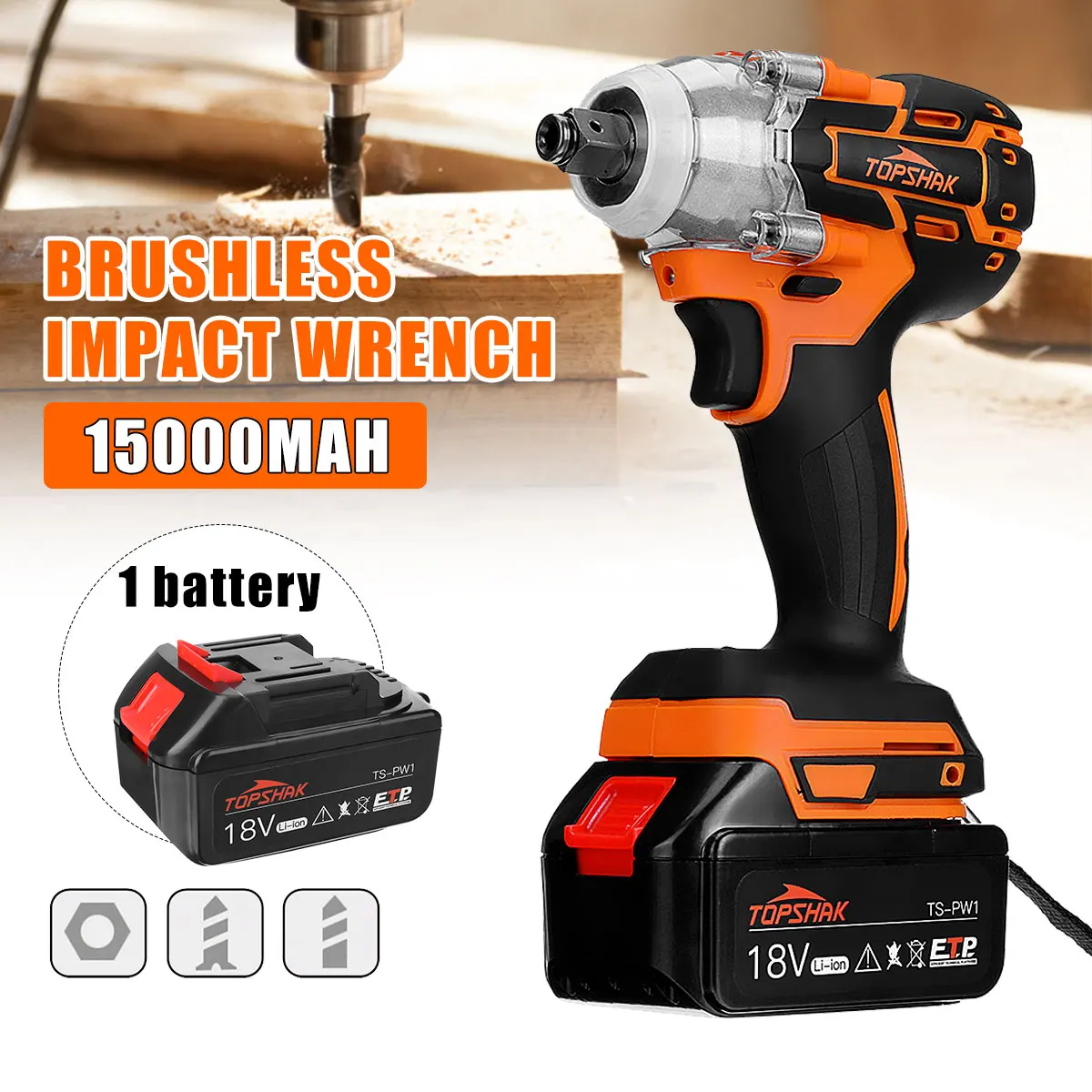 

Electric Impact Wrench Brushless Wrench 15000Amh Li-ion Battery Hand Drill Installation Power Tool For 18V Makita batterry