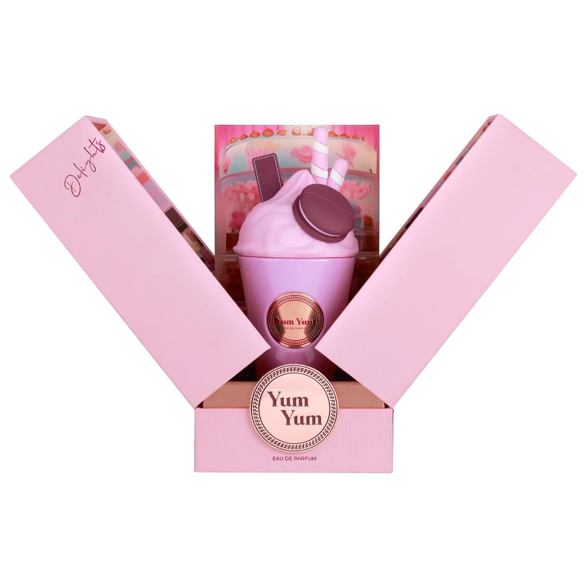 Delights Yum Yum 3.4 Edp Sp Women, 3.4 Fl Oz (100ml), Sweet Fruity Floral, Cherry Rose, Powdery Vanilla Musk, Long-Lasting Gift for Her