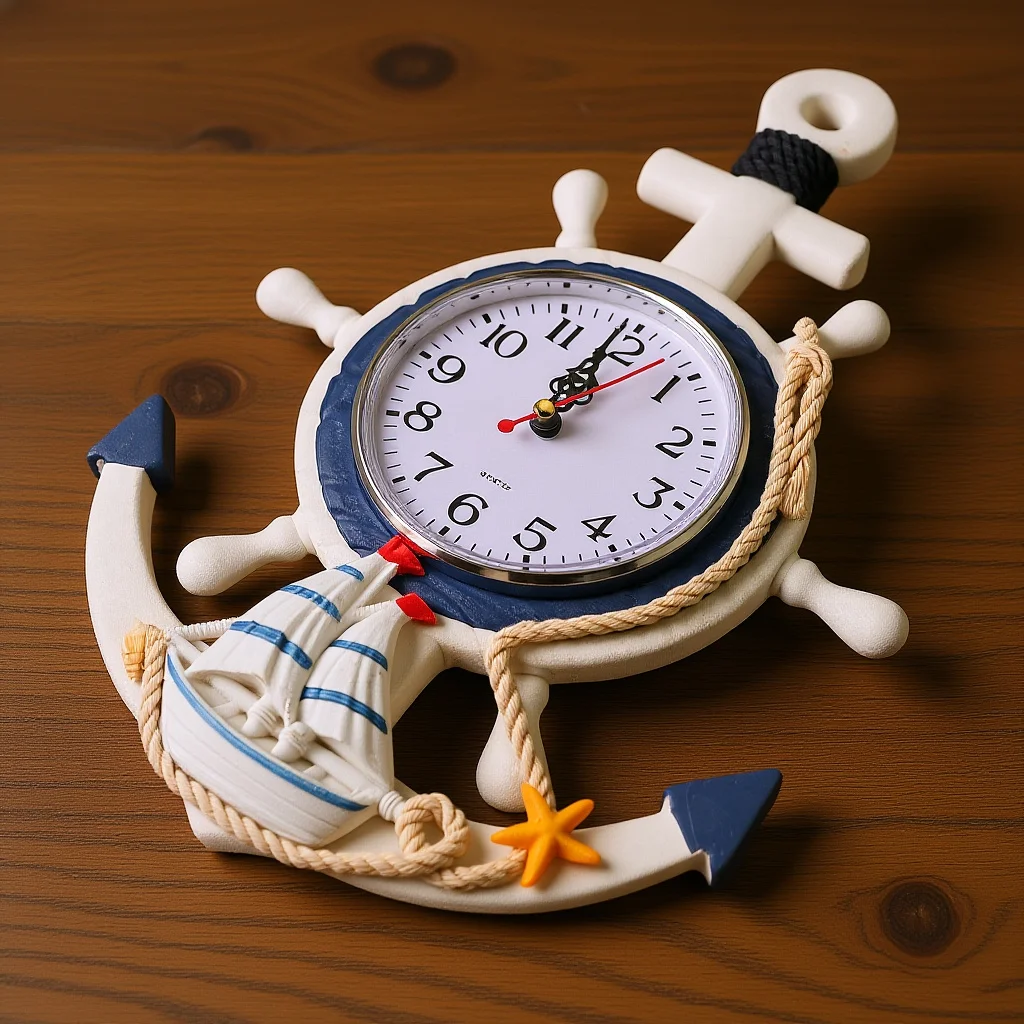 

Wall Clock Nautical Ship Wheel Rudder Design Water-Resistant Decor for Bedroom Living Room Bathroom Coastal Home