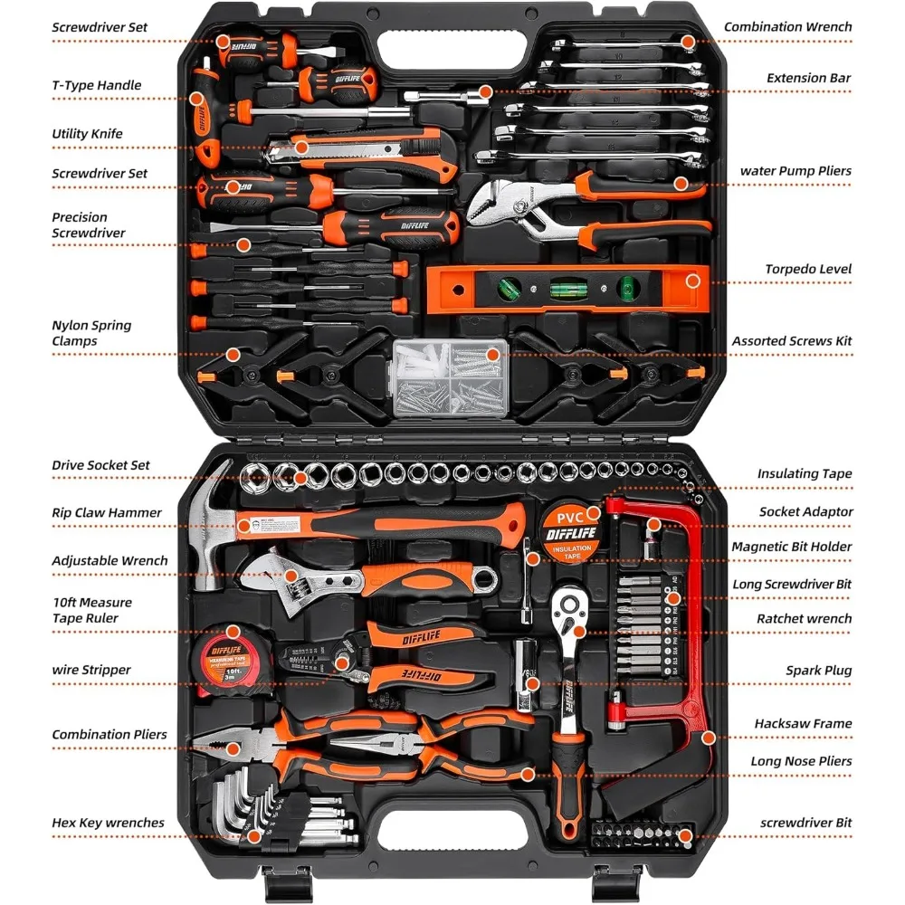 공구 세트 240피스 소켓 렌치 자동차 수리 공구 조합 패키지 혼합 공구 세트 플라스틱 공구함 포함