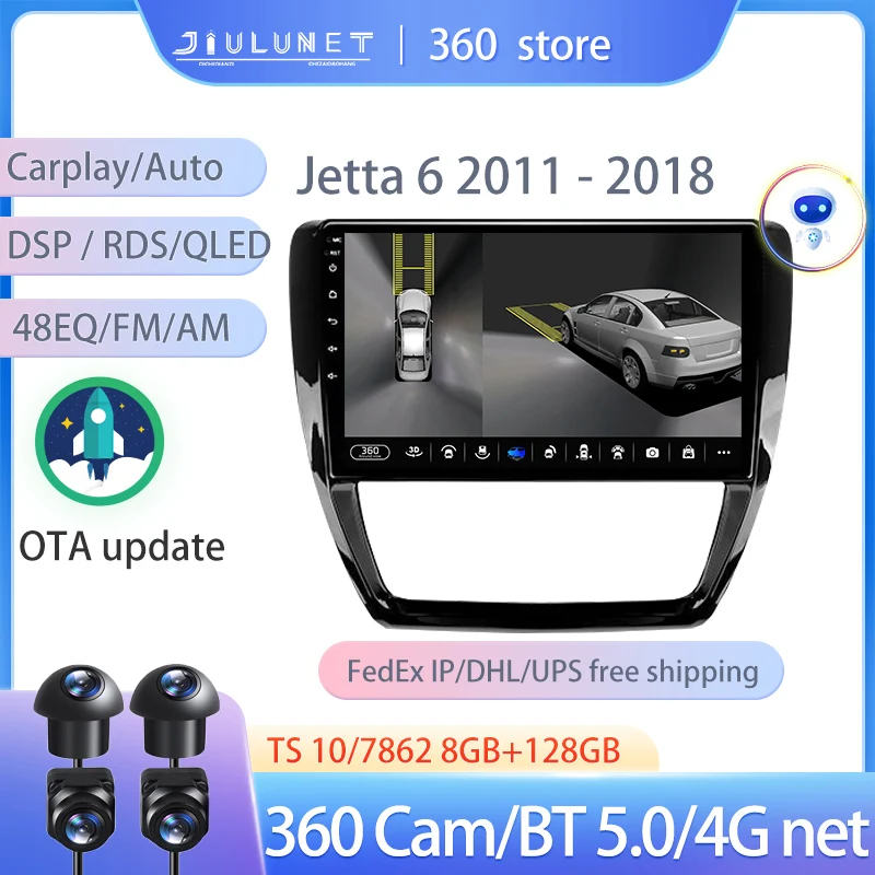 

JIULUNET Smart Stereo Android Auto 360 Cam радио для Volkswagen Jetta 6 2011 - 2018 Мультимедиа Видео навигация Carplay