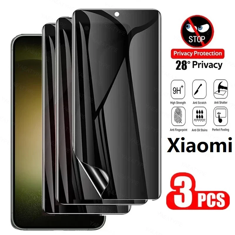 3Pcs Privatsphäre Hydrogel Film Für Xiaomi 11 Lite NE 12T 11T Pro Poco M4 X3 F3 F4 x4 X5 Ohne Fingerabdruck Entsperren