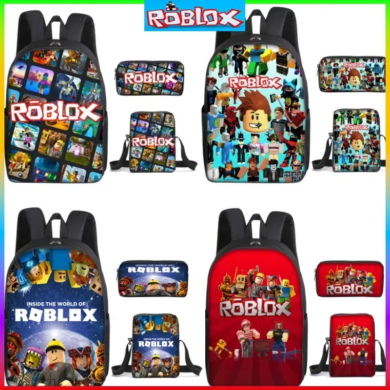 3PC-SET 3D Printing Roblox Game Surrounding Primary and Secondary School Students Anime Cartoon Mochila Sports Plush Backpacks