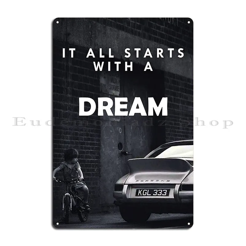 It All Starts With A Dream Motivational Quote Metal Plaque Poster Pub Plaques Club Cave Design Tin Sign Poster