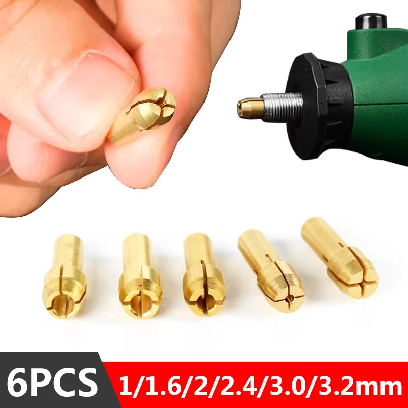 

6PCS/Set Mini Drill Chucks Adapter 1/1.6//2/2.4/3.0/3.2mm Dremel Mini Drill Chucks Adapter Collet Brass For Power Rotary Tool