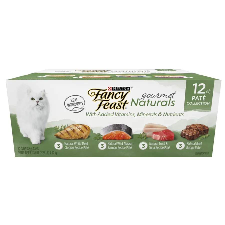 Gourmet Naturals Wet Cat Food Pate with Chicken Salmon Trout Tuna Beef Flavors for Adult Cats, Grain-Free Recipe, Rich in Prote