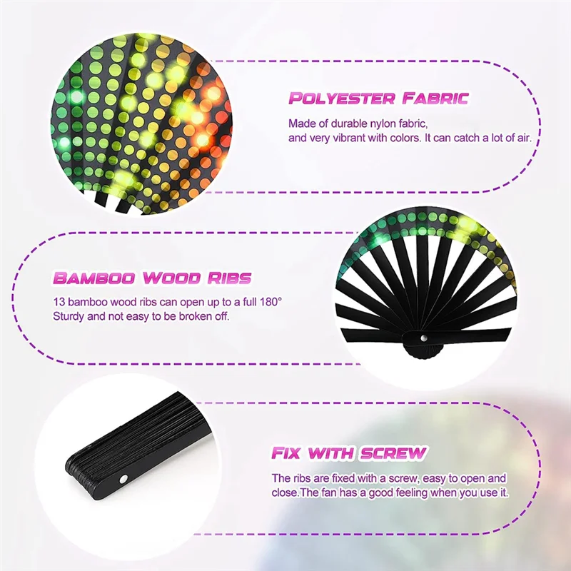 

A50P-4 Pcs Foldable Fan Rainbow Sequins Pride Handheld Fan for Adults Drag Queen Festival Fan Chinese Folding Hand