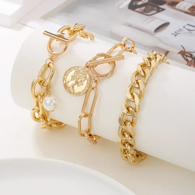 

Винтажные браслеты в стиле бохо с искусственным жемчугом и цепочкой из бисера, простые браслеты с подвесками из сплава геометрической формы