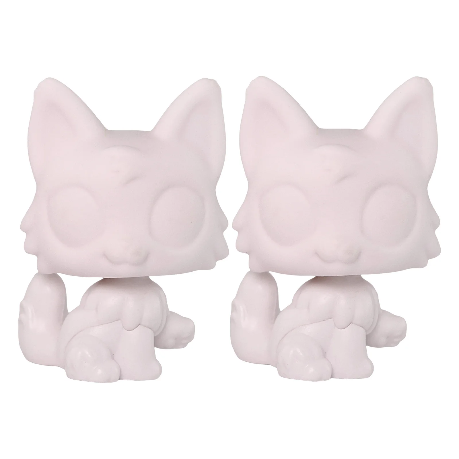 2 Pcs Minilpsshop White Base Pet Toy Shorthair Cat Wolfcat Collie Great Dane Dachshund Husky Deer Figure Kids Gift for LPS image 3