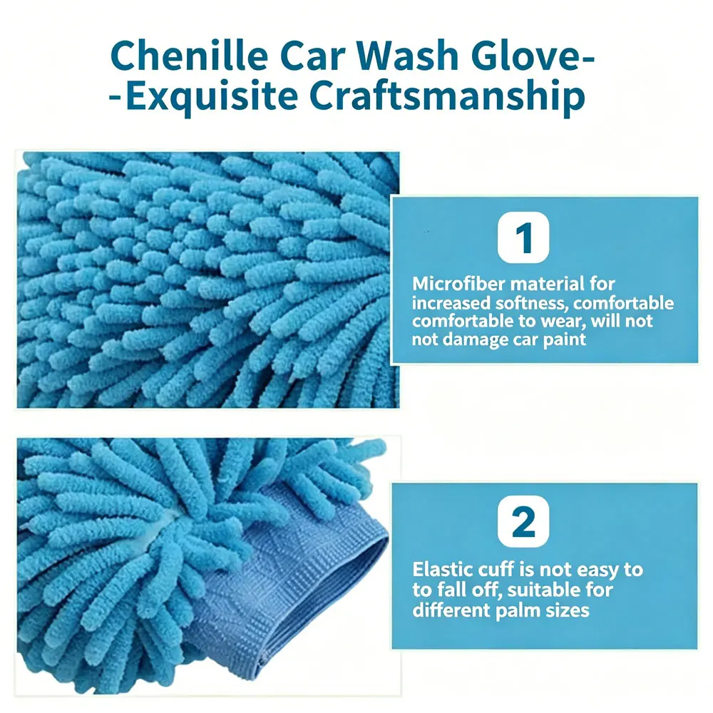 Car washing gloves (large size) - 100 grams - Waterproof car cleaning products - Sheepskin car cleaning gloves - Car towel view 3