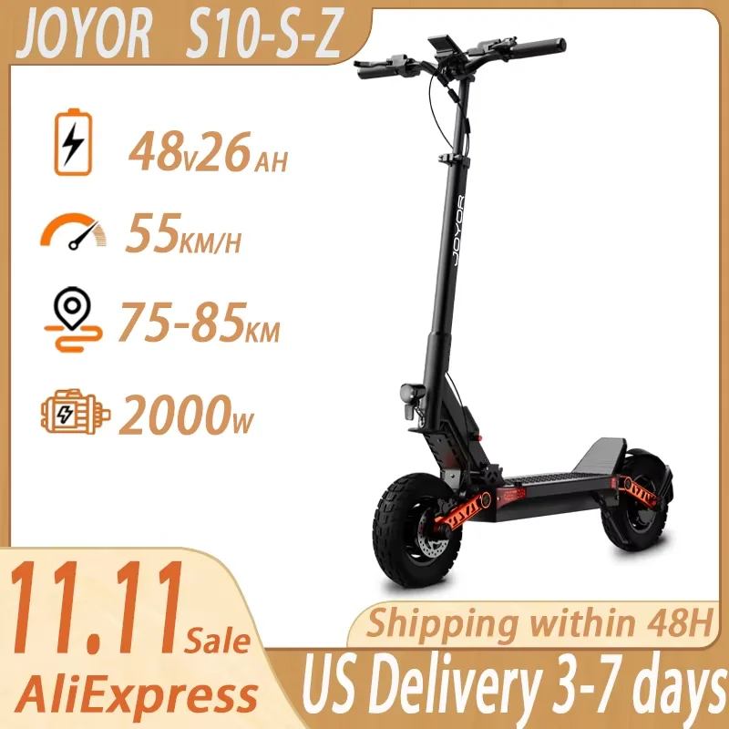 

﻿ JOYOR S10-S Electric Scooter 2000W Dual Motor 60V 18Ah Battery 10 inch Adult Escooter 65km/h Max Speed Max Speed 75km Range