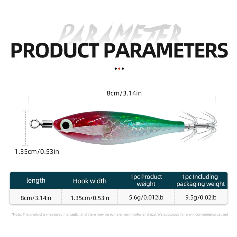 ShareShark 5 Stück/Box Tintenfisch-Jig-Köder 8cm 5,6g UV-Leuchtender Garnelenköder Horizontaler Kunstköder für Tintenfische, Oktopus, Salzwasser – Detail 5