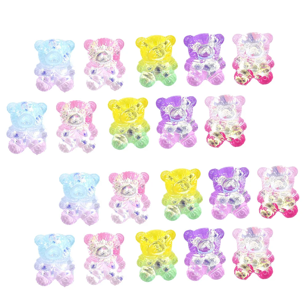 อุปกรณ์ตกแต่งรูปหมีเรซิ่น 20 ชิ้น สีสันสดใส ทำด้วยมือ สำหรับงาน DIY ตกแต่งสติ๊กเกอร์ งานศิลปะติดผนัง โทรศัพท์มือถือ ตู้เย็น