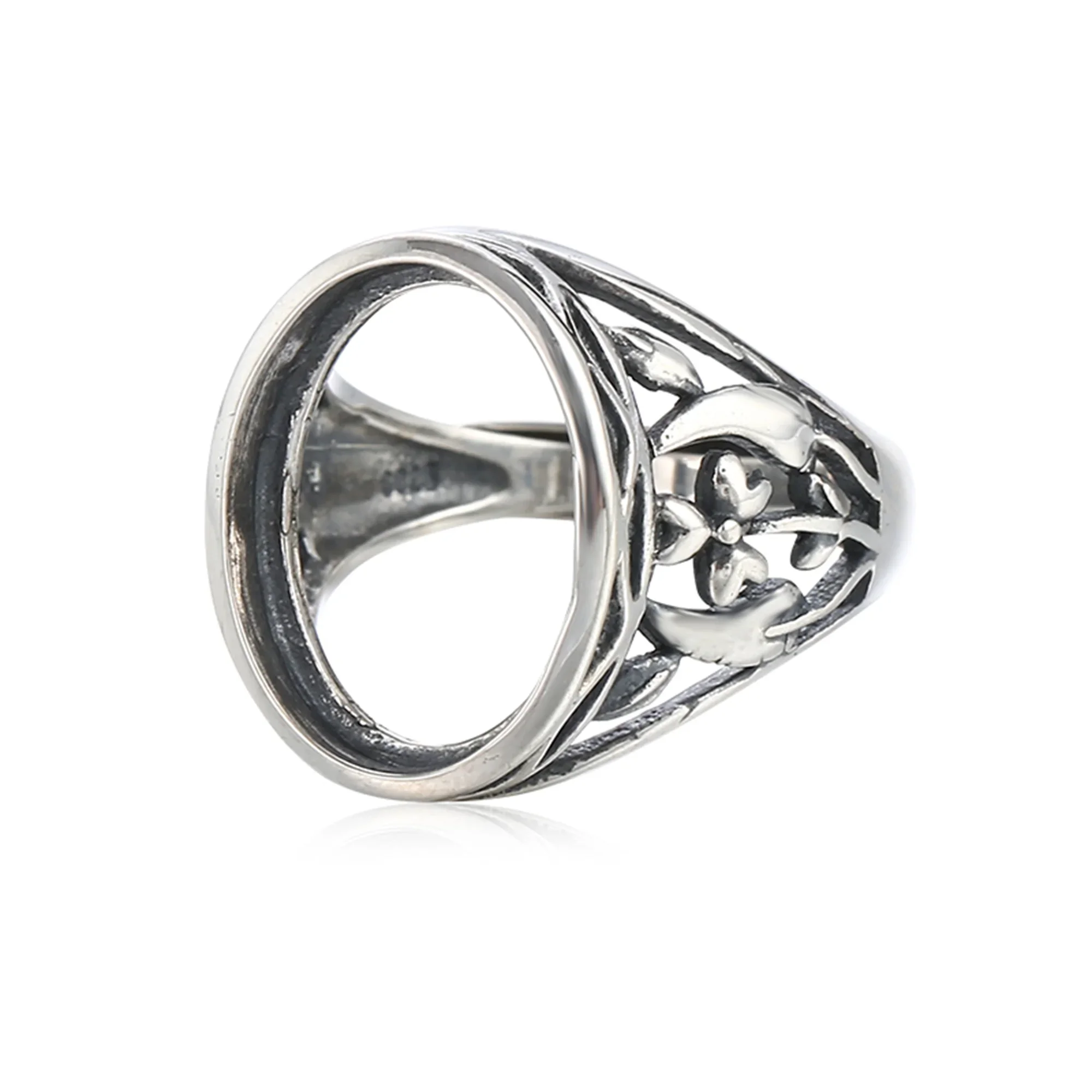 

Ring Blank for 11.5x15.5mm Oval Cabochons Antique Style Ring Setting Thai Sterling Silver Adjustable Ring Component