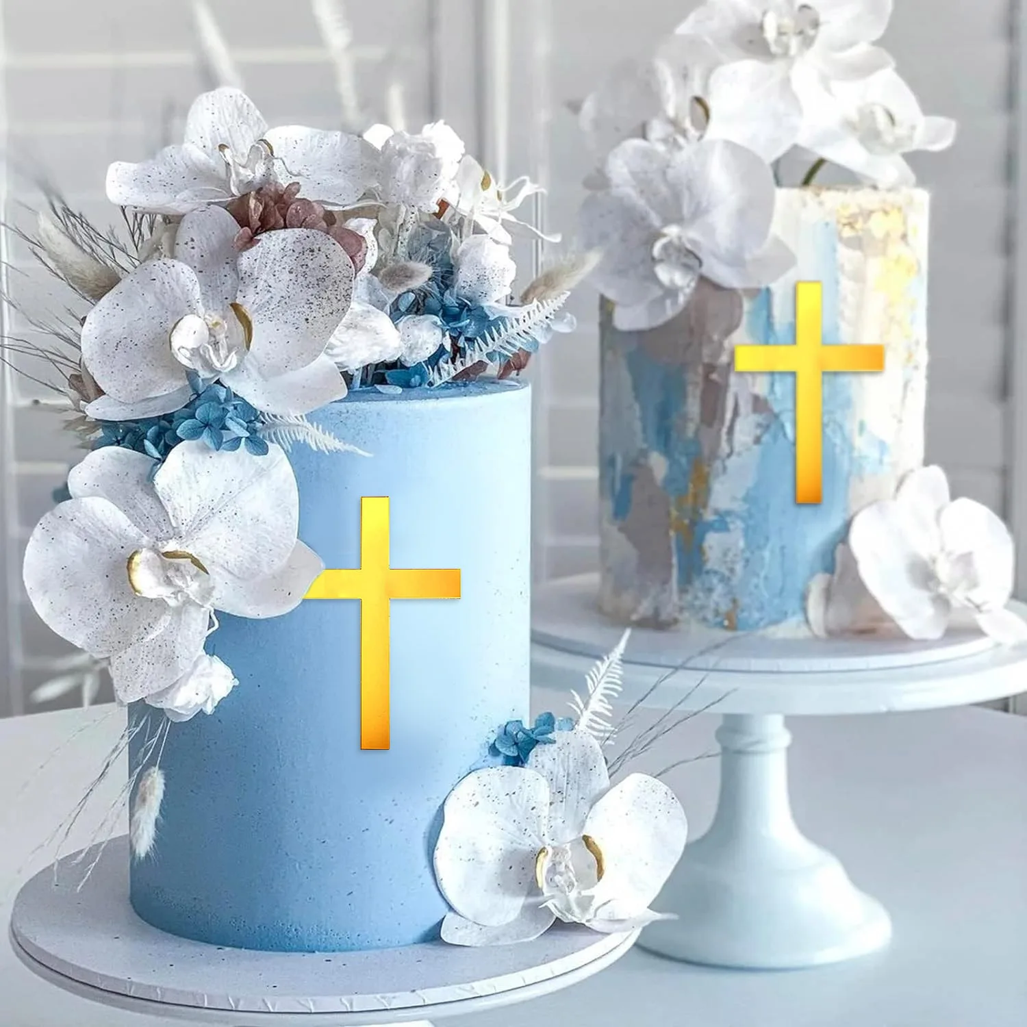 White Feathers Cake Decoration Baptism Cake and Angel Cake Decoration Cross Decoration Baptism Party Favors Baptism Party