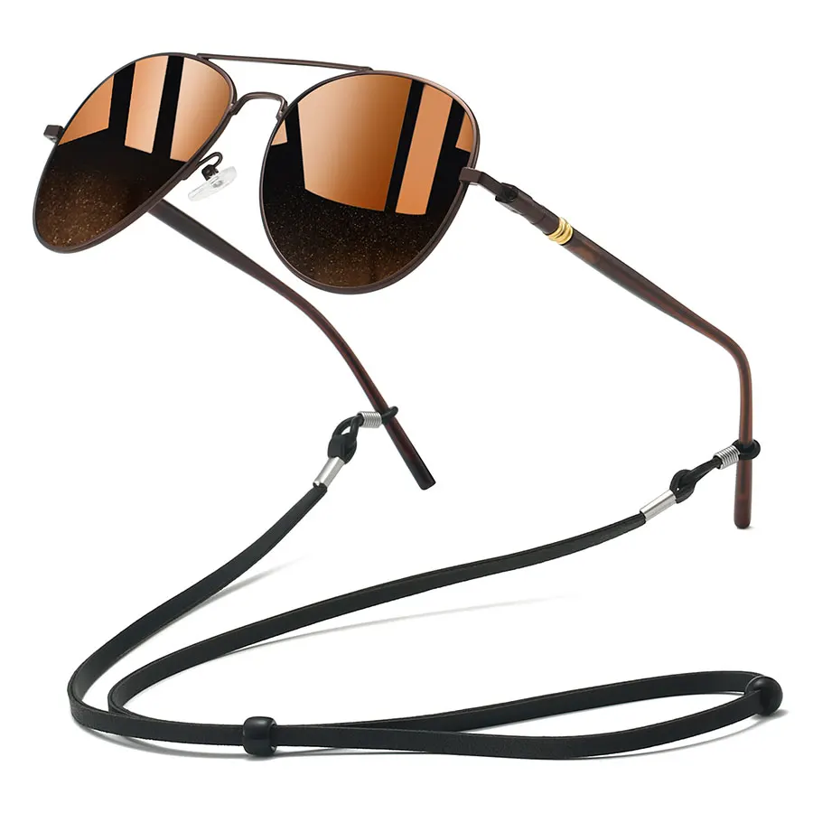 أزياء خمر النظارات الشمسية المعدنية UV400 مع سلسلة للرجال والنساء العلامة التجارية الفاخرة مصمم ريترو ستايل لصيد الأسماك والقيادة #3