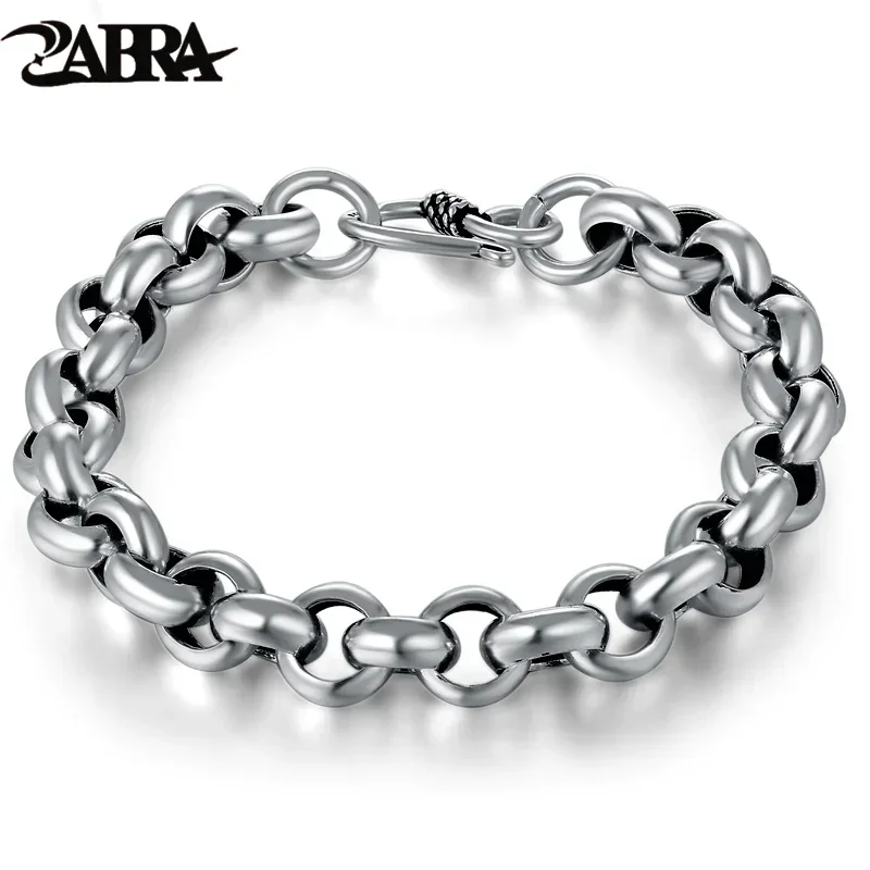 ZABRA 925 Sterling Silver Created Male Interlocking Bracelet Bangles Domineering Thai Vintage Biker Men Fashion Charms Jewelry