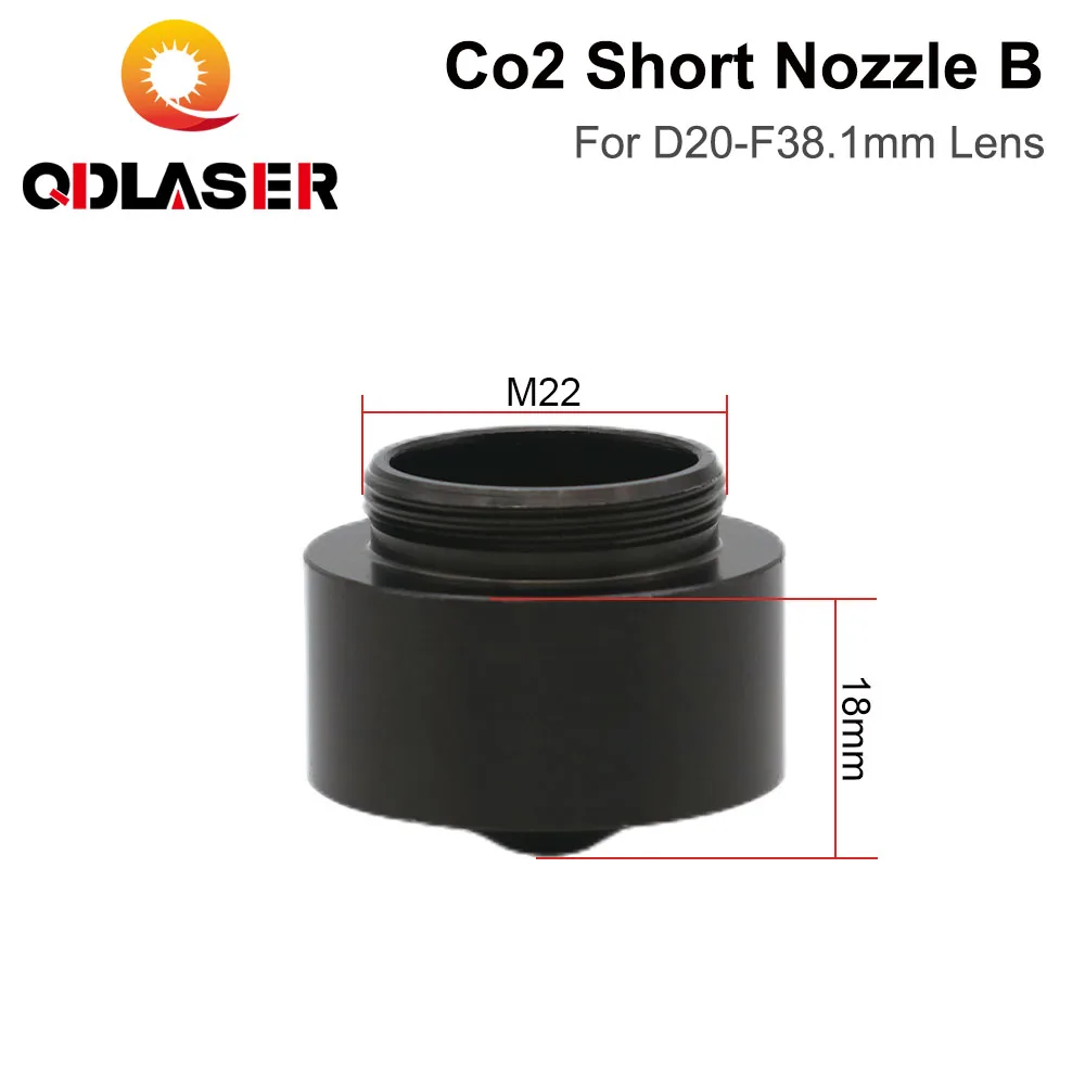 QDLASER CO2 Air Nozzle N01F Short Nozzle B for Dia.20 FL38.1 Lens with Fitting M5 for Laser Head at CO2 Laser Cutting Machine