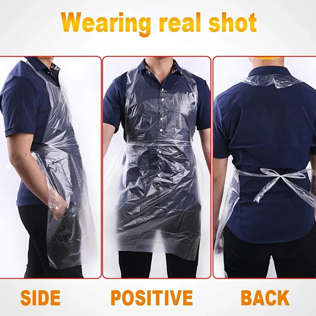 100 Pieces Disposable Aprons Anti-Pollution Clean Transparent Easy To Use Kitchen Cooking Hygiene Cleaning Apron