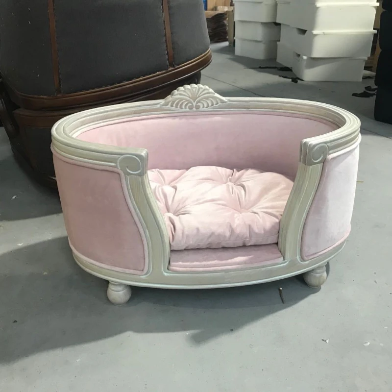 

Solid wood carving flower kennel cat litter pet sofa pet bed