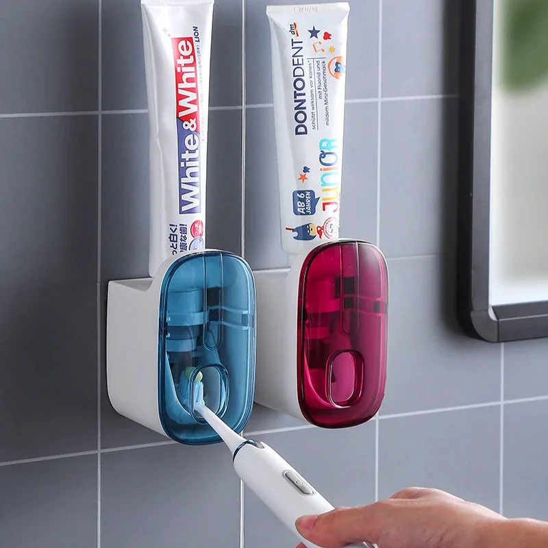 

Non Punching And Squeezing Toothpaste Dispenser Fully SAutomatic Household Wall Mounted Toothpaste Dispenser Toothbrush Holder