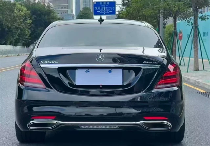 لمرسيدس بنز W222 S450L 2017 2018 2019 2020 2021 ReaI ألياف الكربون الوفير الخلفي الشفة المفسد عدة